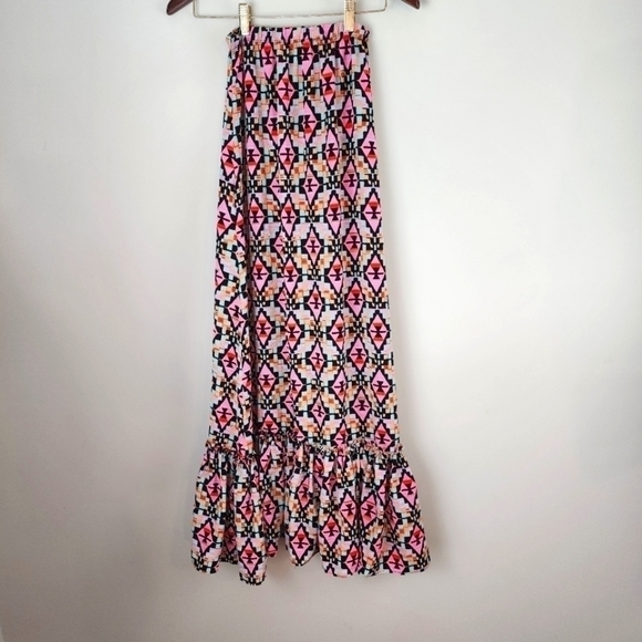 Anthropologie Eyes of Simone colorful ruffle bottom maxi skirt size small - Picture 1 of 6